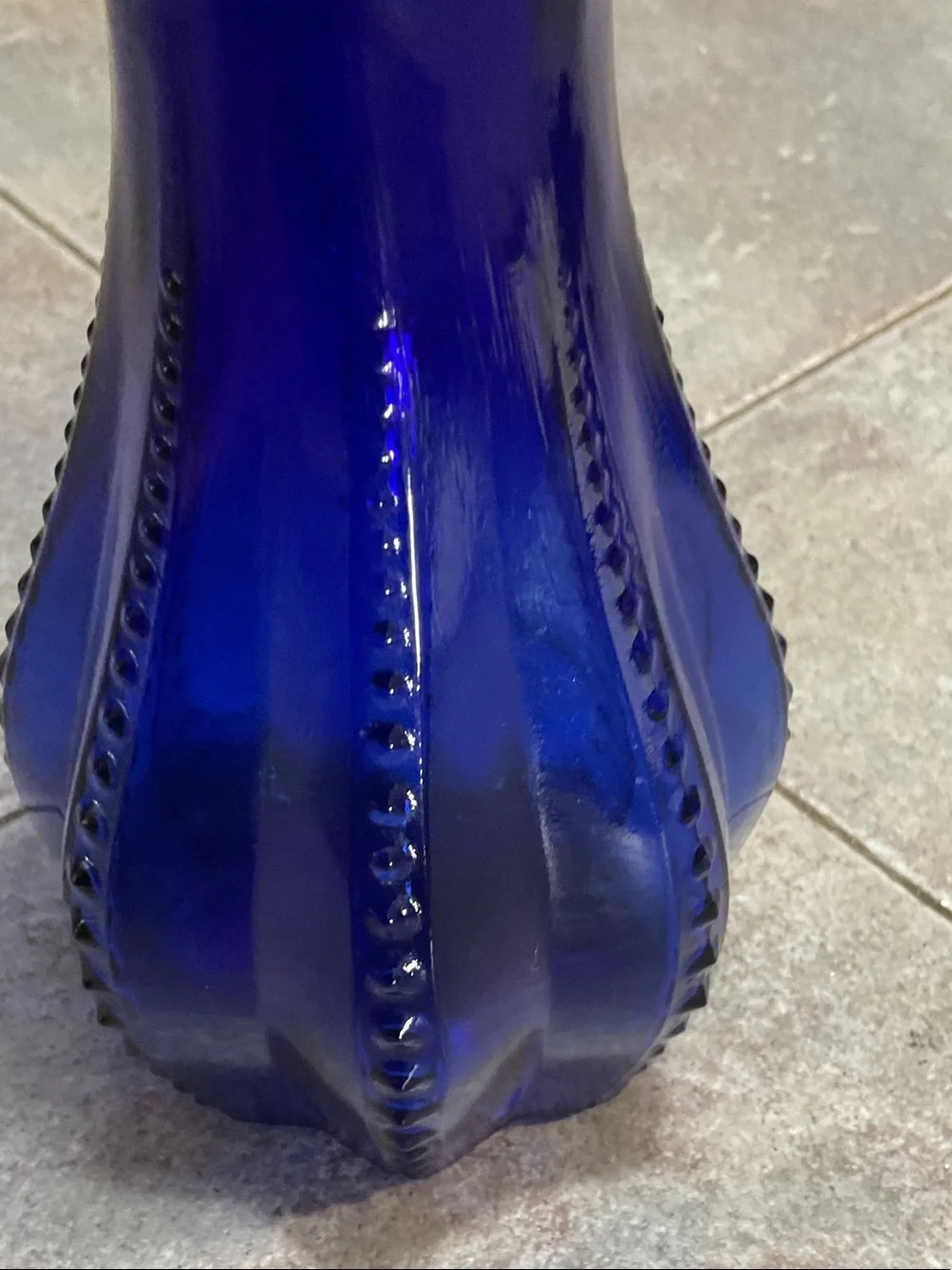 Indiana Glass Cobalt Blue Fluted Beaded Vase vintage